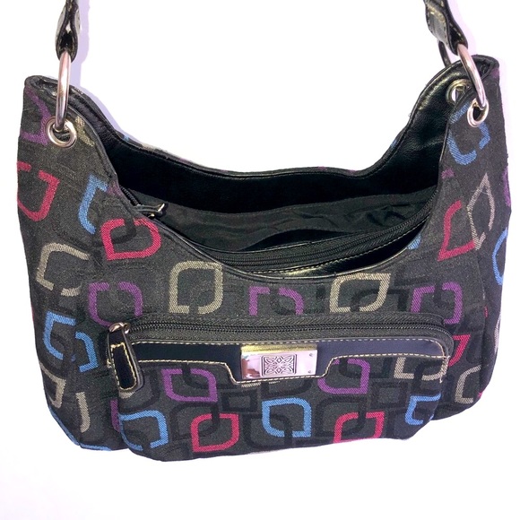 Gorgeous black with multi color print shoulder bag - Picture 6 of 10